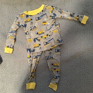 Wonder Nation Yellow and Blue Construction Print Footie